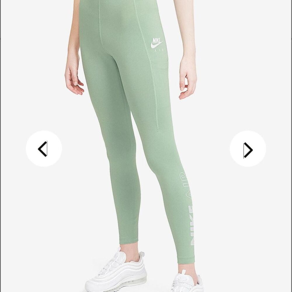 Nike Air Women's Green Athletic High Rise Full Length Tight Fit Leggings Sz XS